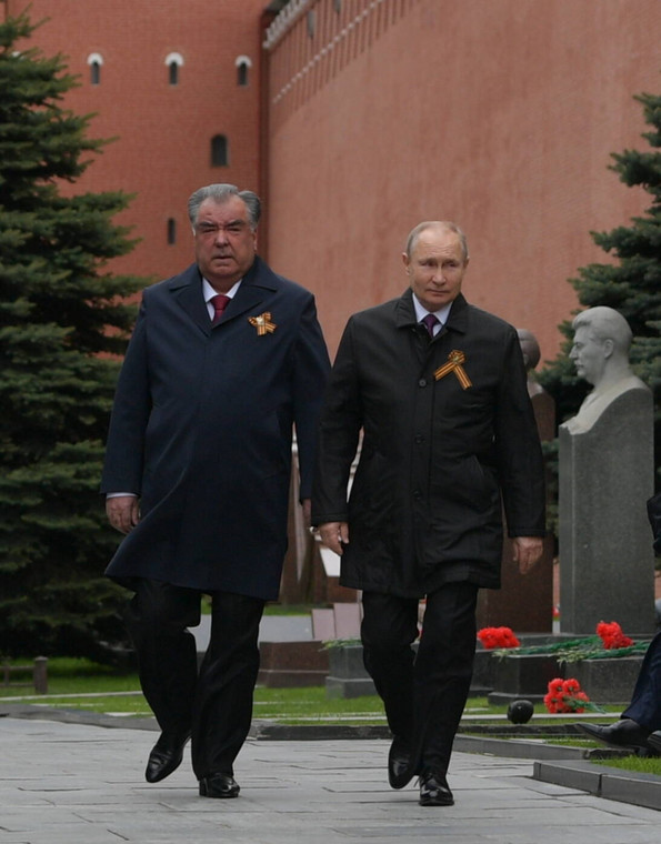 Emomali Rahmon, prezydent Tadżykistanu i Władimir Putin. Maj 2021 r.