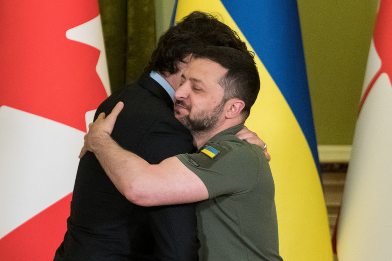 Wołodymyr Zełenski i premier Kanady Justin Trudeau