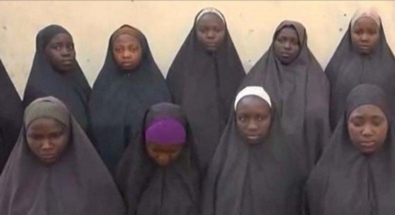 Screenshot of some of the chibok girls speaking from captivity in a video released by CNN weeks ago.