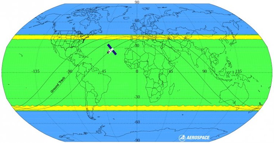 Szczątki spadną najpewniej między 43 stopniem szerokości geograficznej północnej a 43 stopnie szerokości geograficznej południowej