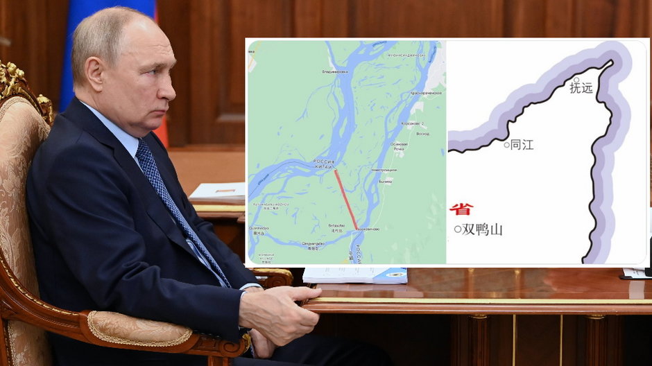 Władimir Putin i nowa mapa Chin (screen: Twitter/Nexta)