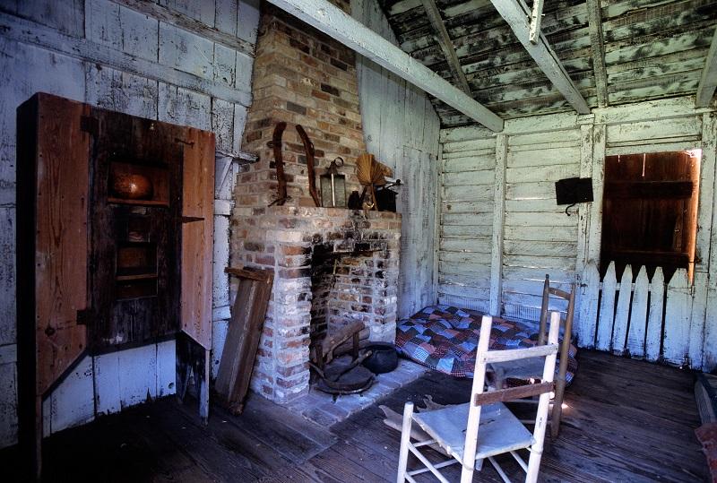 Louisiana, odtworzone domki niewolników, ok. 1835 r.