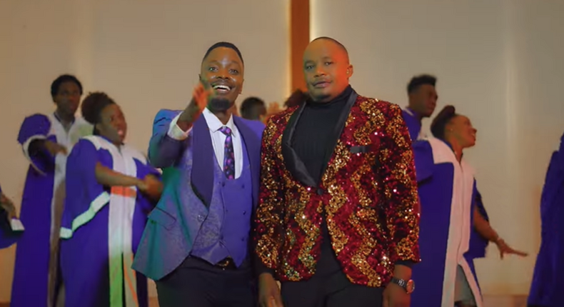 Kenyan musician Jaguar with Uganda's Ambassada in Nitume music video