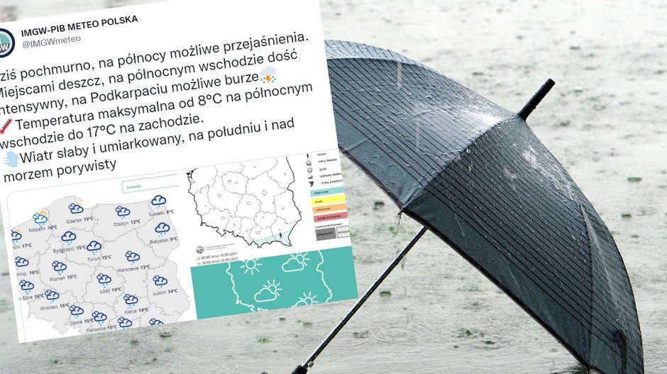 Prognoza pogody na sobotę. Będzie deszczowo [sobota, 18 września 2021 r.]