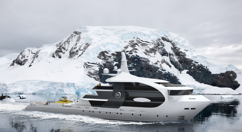 Rosetti Superyachts' newest concept design mimics the appearance of a killer whale, down to the dorsal fin.