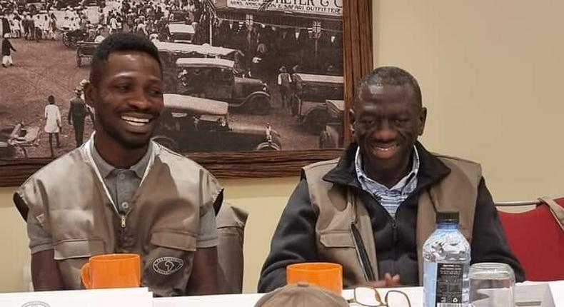 Kizza Besigye (right) and Bobi Wine (left) join a 36-person delegation to observe Kenya's election