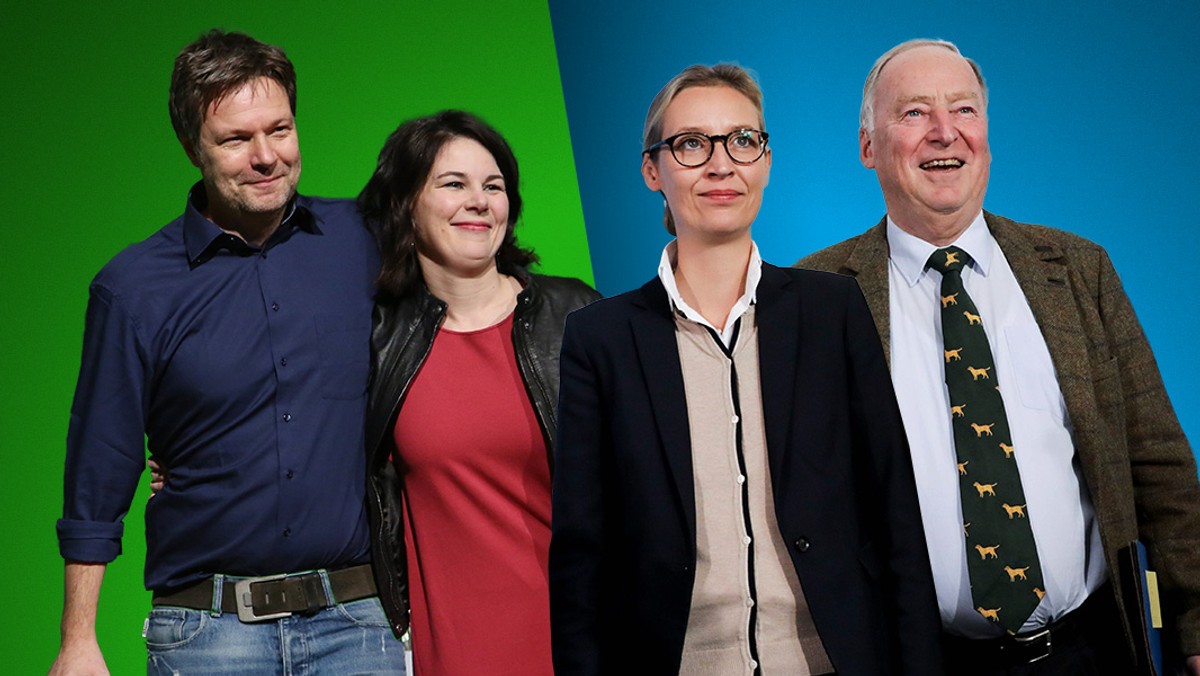 Robert Habeck, Annalena Baerbock, Alice Weidel, Alexander Gauland