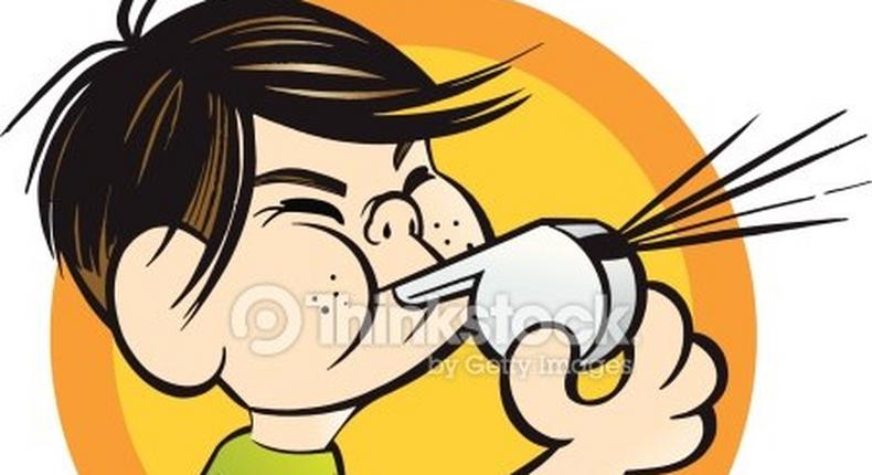 Clipart of boy blowing a whistle