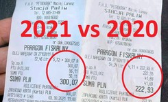 Paragon za paliwo w 2020 i 2021. Pokazał rachunki z tej samej stacji