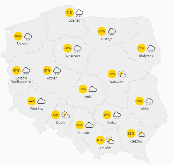 Prognoza zachmurzenia w czwartek 29 kwietnia