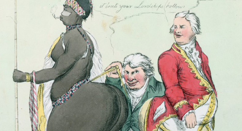 A caricature of Sarah Baartman's derogation. (SA History)