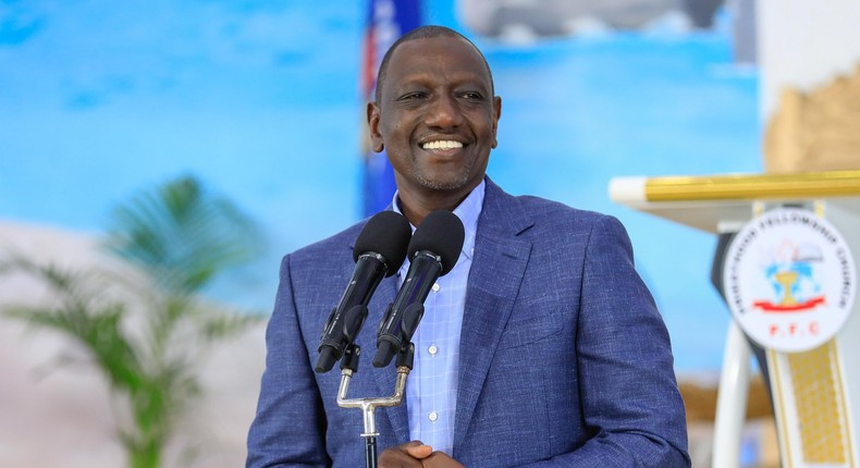 President William Ruto addressing the congregation during a Sunday service at Priesthood Fellowship, Kahawa West, Nairobi County.