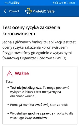 ProteGO Safe zachęca nas do wykonywania codziennych testów, w których odpowiadamy na ogólne pytania odnośnie do naszego stanu zdrowia. Dzięki temu mamy swoisty dziennik samopoczucia, który może pomóc, jeżeli poddamy się późniejszemu leczeniu