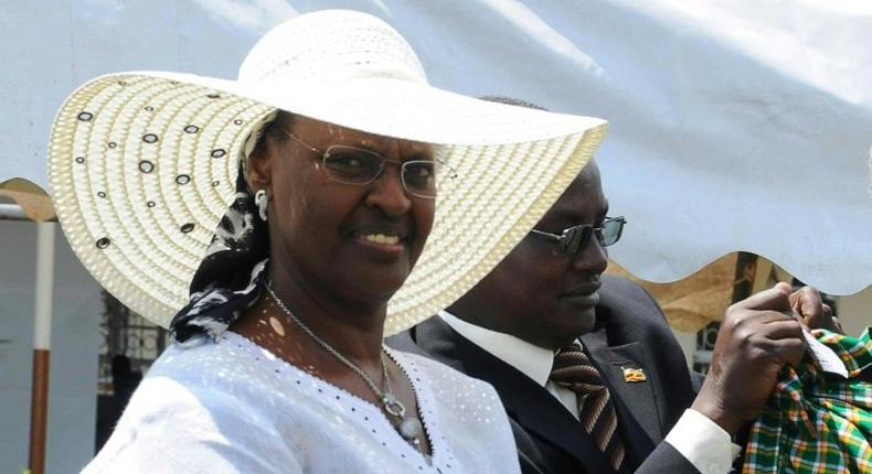 Stella Nyanzi criticised Janet Museveni (pictured), the wife of Ugandan President Yoweri Museveni, on Facebook after the government reneged on a campaign pledge to supply free sanitary pads to schoolgirls