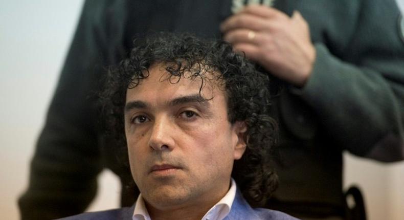 Colombian drug trafficker Henry Jesus Lopez Londono attends an extradition trial in Buenos Aires on May 17, 2016