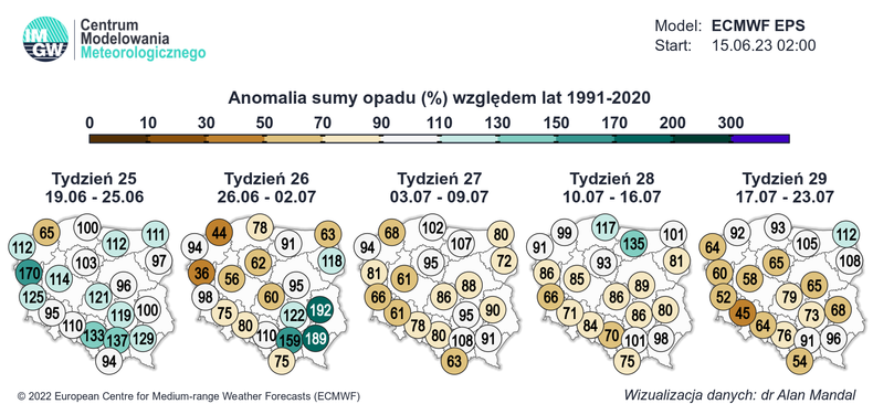 Najwięcej deszczu w lipcu ma spaść na północy