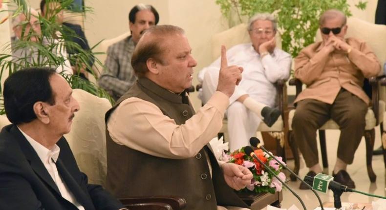 Pakistan's ousted prime minister Nawaz Sharif (C) has named his younger brother Shahbaz as his successor to the country's top office