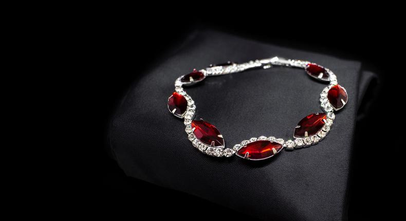 According to the lawsuit, one of the stolen items was a ruby necklace.axivan/Getty Images