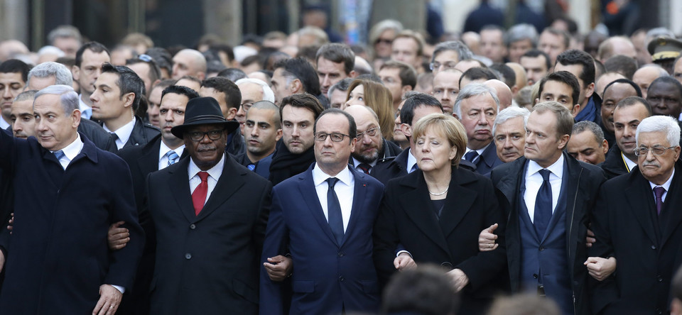 Najważniejsi przywódcy polityczni na marszu w Paryżu