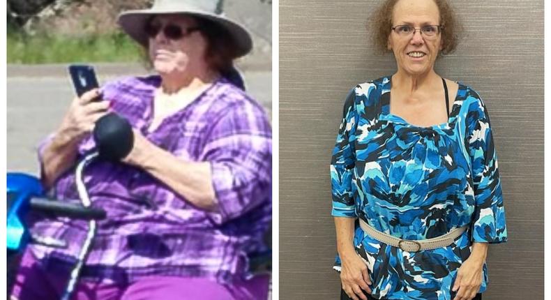 Maureen Hagar (left) before she lost a total of 185 pounds (right.)Courtesy of Maureen Hagar