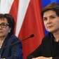 Rzecznik rządu Elżbieta Witek i premier Beata Szydło na konferencji prasowej nt. programu Rodzina 500+. 1 grudnia 2015 r.