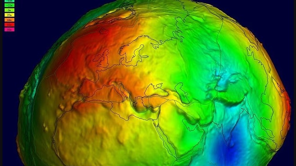 A gravitációs anomália térképe az Antarktisz felett