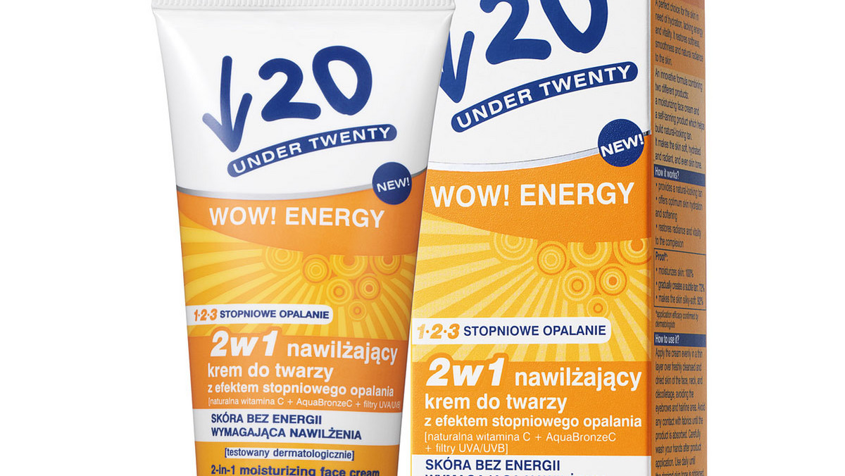 Seria UNDER TWENTY WOW! ENERGY poleca kosmetyk przeznaczony dla cery wymagającej nawilżenia, pozbawionej energii i witalności. Dzięki formule łączącej naturalną witaminę C oraz filtry UVA/UVB, skóra jest odpowiednio pielęgnowana, ale również chroniona przed szkodliwym działaniem promieni słonecznych.