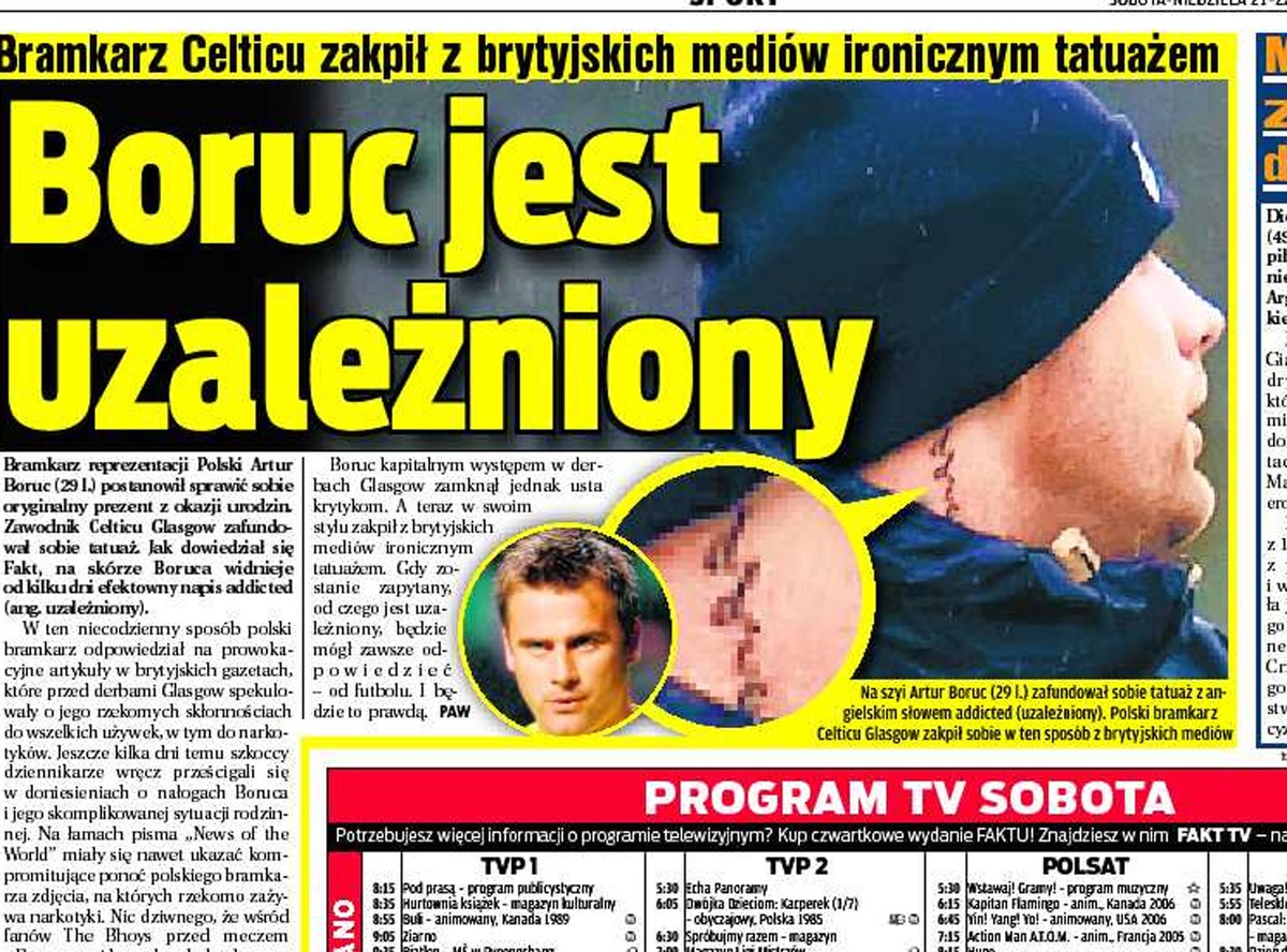 Boruc sprawił sobie tatuaż