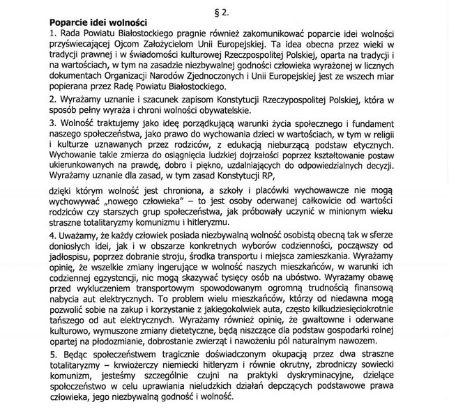 Paragraf drugi w załączniku do uchwały radnych PiS, który chcieli uchylić radni opozycji 