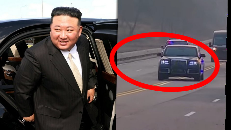 Kim Dzong Un wychodzi z Aurus Senat Putina podczas szczytu we wrześniu 2023 r.