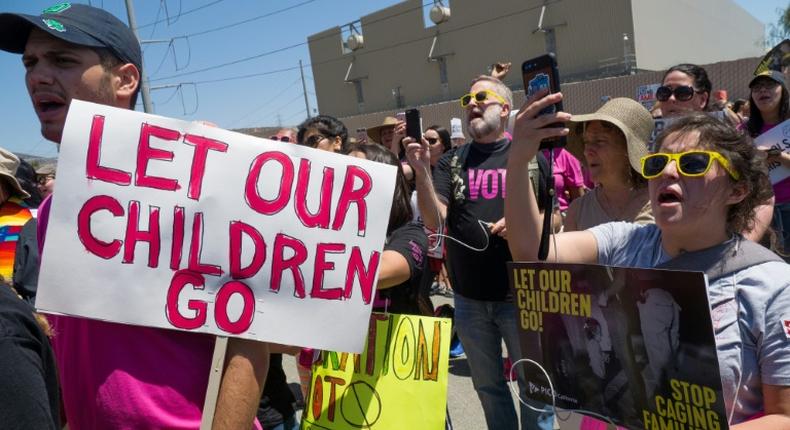 Protesters demonstrating in San Diego in June 2018 against the Trump administration policy of separating families who entered the United States illegally