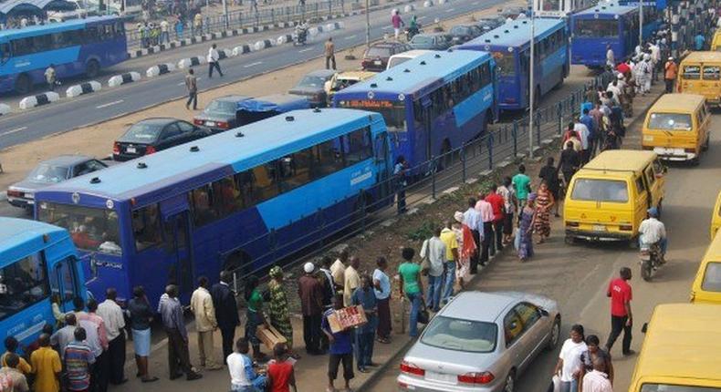 BRT buses at a terminal  in Lagos