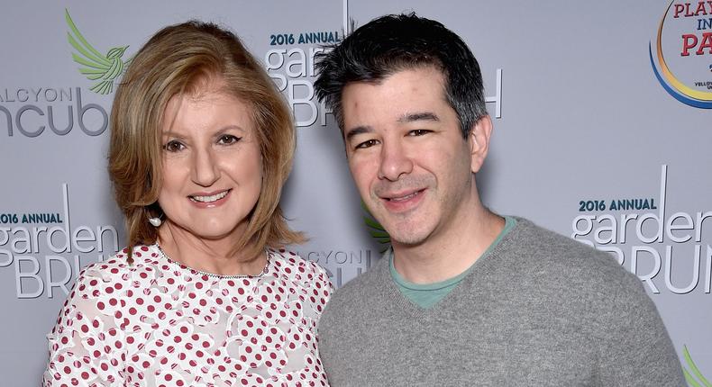 Uber board member Arianna Huffington with CEO Travis Kalanick.