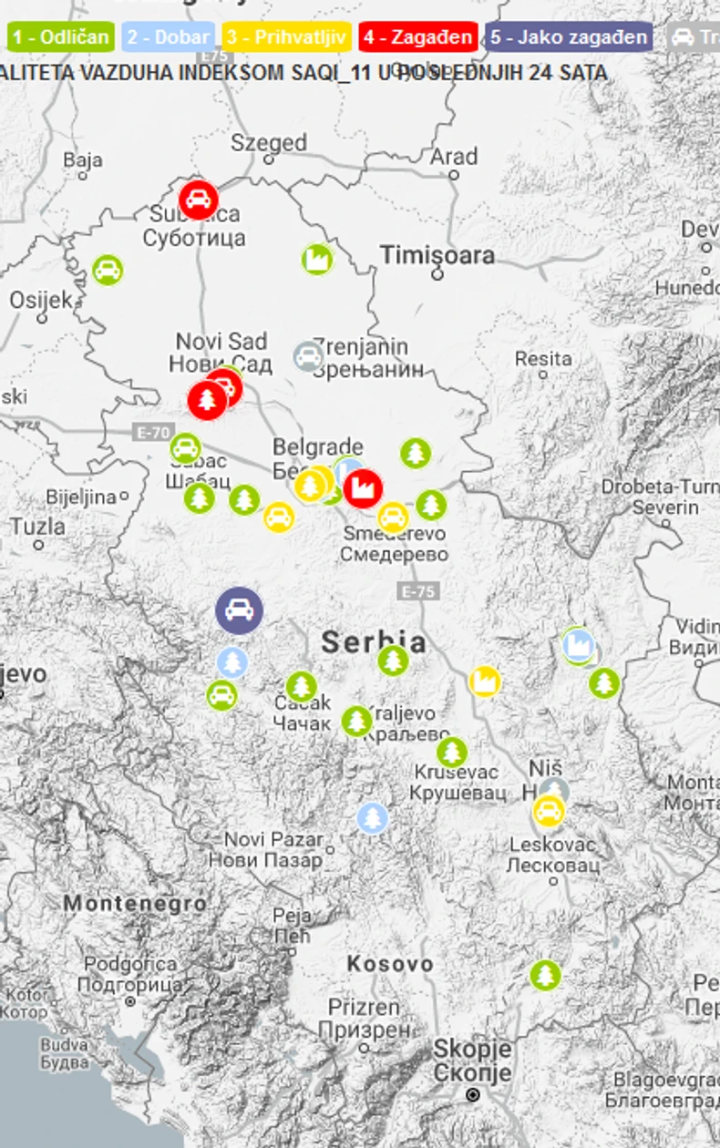I mapa SEPA-e pokazuje da je Valjevo jako zagađeno