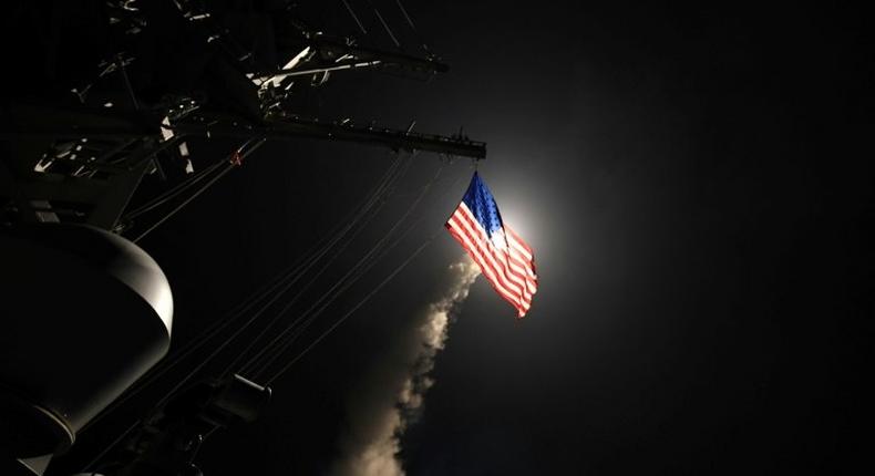 The guided-missile destroyer USS Porter conducts strikes on a Syrian airbase from the Mediterranean Sea on April 7, 2017