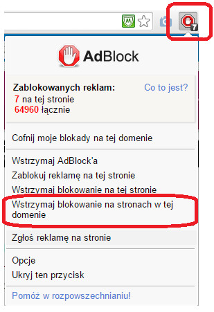Jak wyłączyć Adblocka na dziennik.pl - Chrome