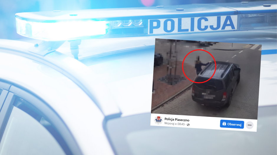 To była nietypowa przejażdżka (fot. screen z Facebook/Policja Piaseczno)