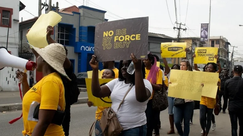 sexual harassment market protest