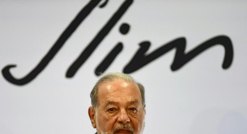 Carlos Slim en una rueda de prensa en México, el 16 de abril de 2018