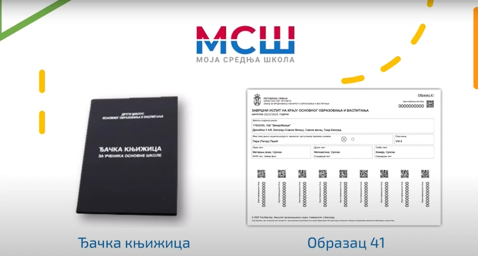Đačka knjižica i Obrazac 41