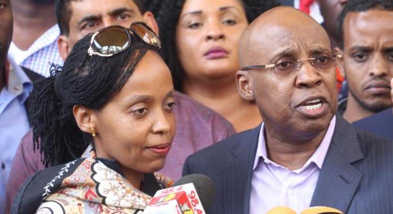 Nairobi businessman Jimmy Wanjigi with his wife Irene Nzisa during a past presser