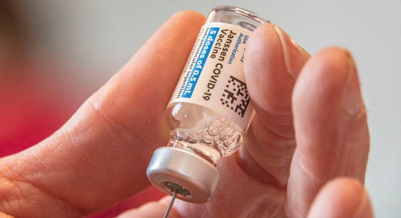 A nurse loads a syringe with a dose of Johnson & Johnson's COVID-19 vaccine on March 9, 2021 in Athens, Ohio.
