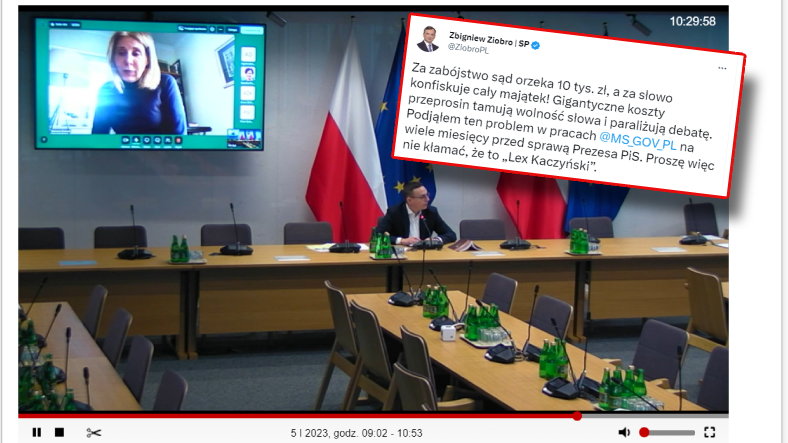 Posiedzenie Komisji Nadzwyczajnej do spraw zmian w kodyfikacjach prowadzi przewodniczący Piotr Sak, zdalnie uczestniczy poseł Katarzyna Izabela Mrzygłocka