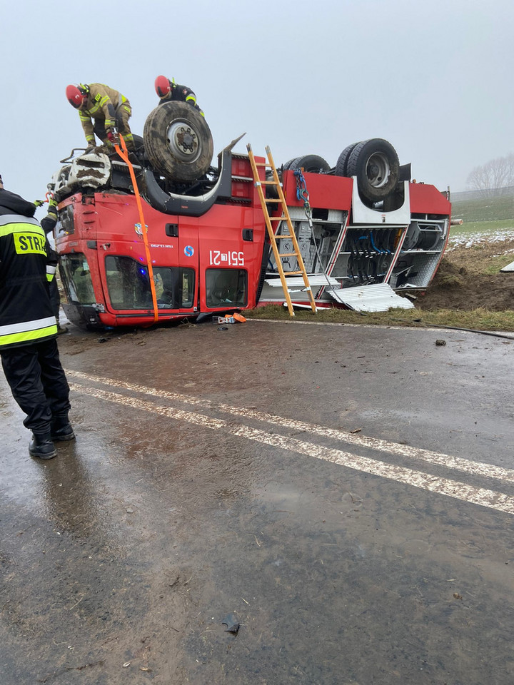 Wypadek samochodu pożarniczego PSP