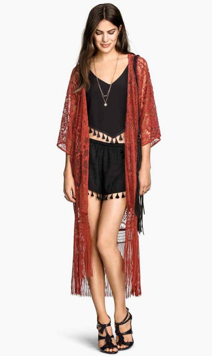 Koronkowe kimono z frędzlami 199,00 PLN H&M