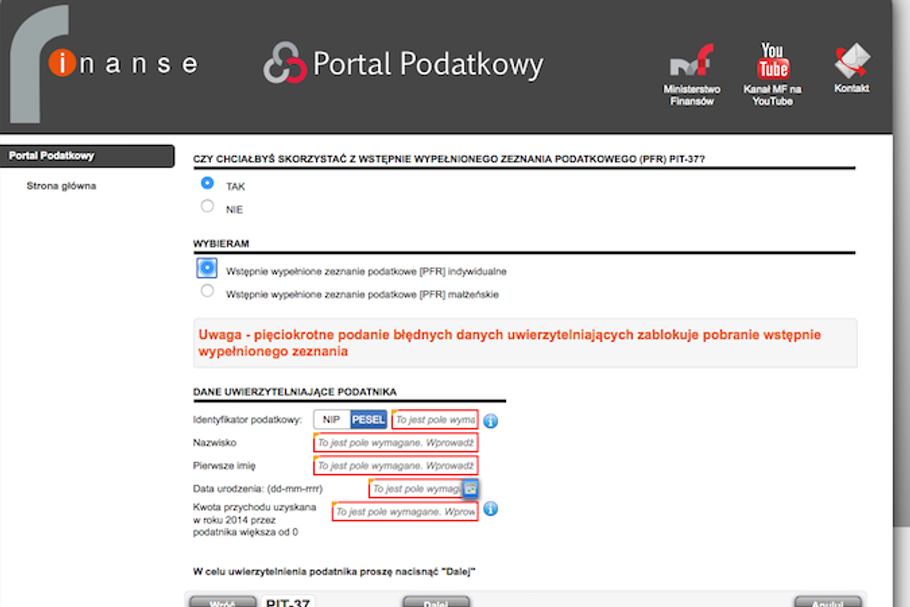 PIT MF Portal Podatkowy