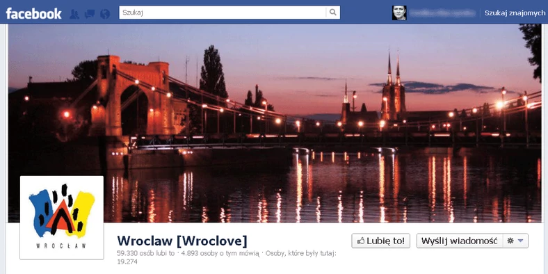 Profil Wrocławia na Facebooku jest bardzo popularny. Lubi go prawie 60 tysięcy osób.