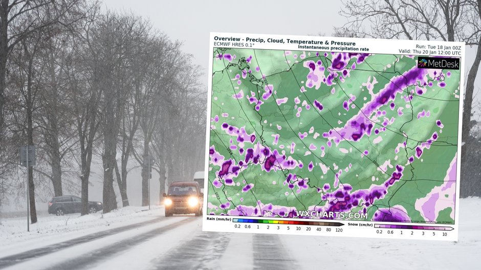 Nadchodzą kolejne opady śniegu. Zrobi się też zimno