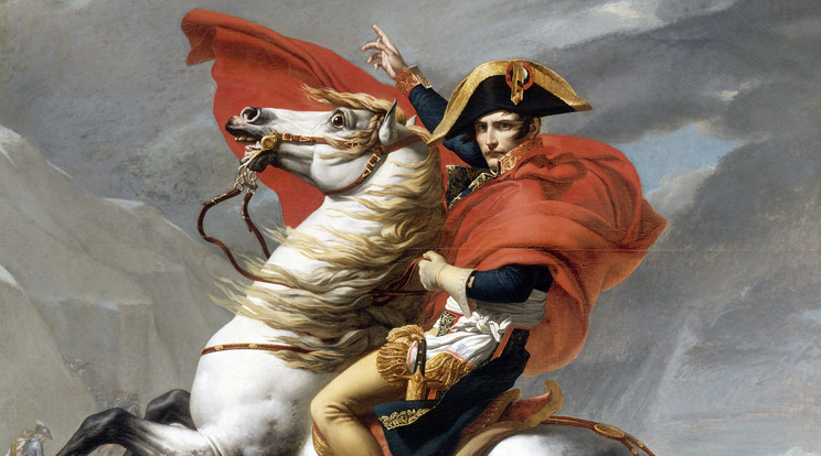 Napóleon átkel az Alpokon (Jacques-Louis David, francia festő, 1748-1825), 1802 körül. A festmény teljes francia címe Bonaparte franchissant le Grand Saint-Bernard, azaz Bonaparte átkel a Nagy Szent Bernát-hágón. A festmény a Musee de l'Histoire de France-ban található a versailles-i kastélyban. Olaj, vászon. / Fotó: Getty Images