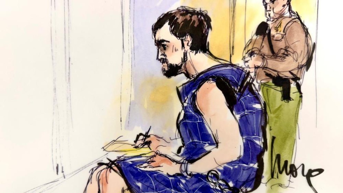 Skica Nika Rajnera u sudnici | Foto: Reuters